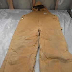 Carhartt Bibs Mens 36x30 Brown Quilt Lined Duck Overalls Double Knee R02 VTG USA